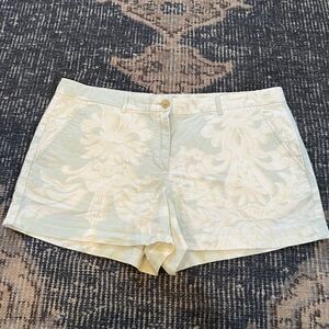 GAP Women's 12 seafoam green with cream damask print flat front zip up s…
